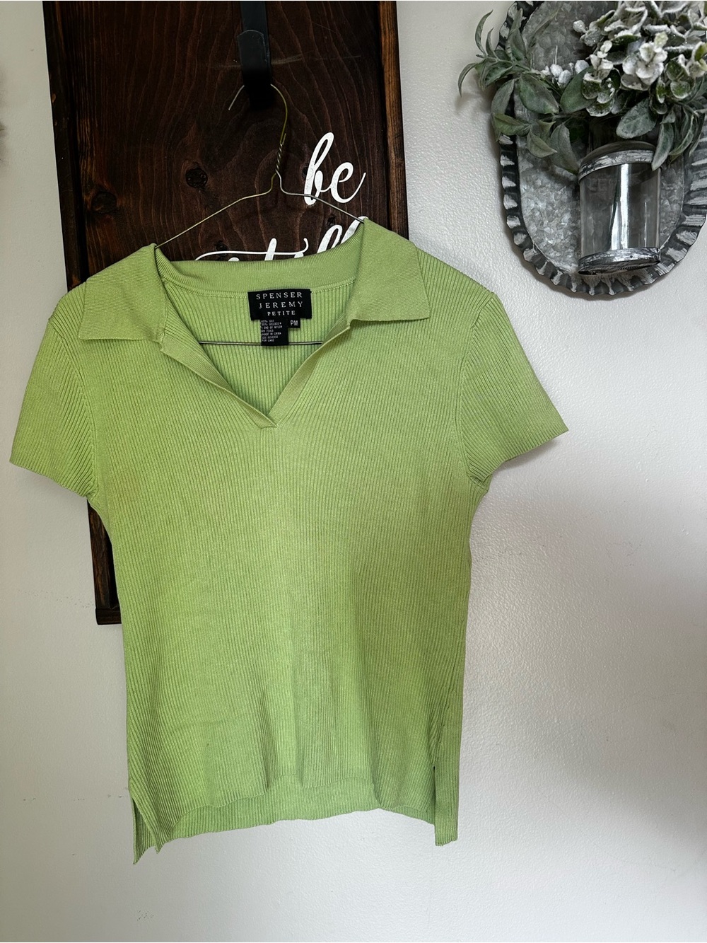 Spenser Jeremy Silk Blend Lime Green Short Sleeve Polo Top